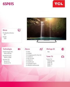 Telewizor TCL 65P815 LED 65'' 4K Ultra HD Android 7