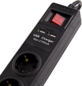 Listwa zasilająca Ledkia Lightning 3 gniazd 3 m czarna 2