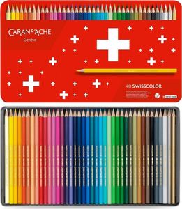 Caran d`Arche Kredki Swisscolor Aquarelle, z efektem akwareli, sześciokątne, 40szt., mix kolorów 3