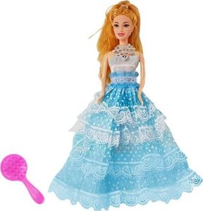 Lean Sport Lalka jasnowłosa Księżniczka niebieska suknia szczotka 28cm 2