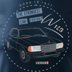 Topslang Koszulka motoryzacyjna z samochodem Mercedes Beczka W123 męska granatowa REGULAR M 2