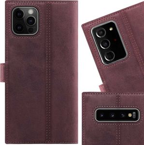 Surazo Etui na telefon Surazo ze skóry naturalnej Wallet case - Nubuk Burgund 3