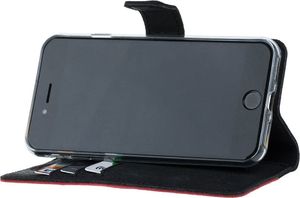 Surazo Etui na telefon Surazo ze skóry naturalnej Wallet case - Nubuk Czarny i Czerwony 5