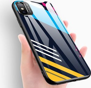 Braders Etui nakładka ze szkła hartowanego Color Glass Case z osłoną na aparat do iPhone XR wzór 5 4