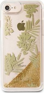 Guess Oryginalne Etui Guess do iPhone 6 / 7 / 8 różowo-złoty hard case Palm Springs Glitter Liquid 3