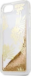 Guess Oryginalne Etui Guess do iPhone 6 / 7 / 8 różowo-złoty hard case Palm Springs Glitter Liquid 5