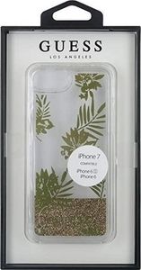 Guess Oryginalne Etui Guess do iPhone 6 / 7 / 8 różowo-złoty hard case Palm Springs Glitter Liquid 9