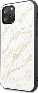 Guess Oryginalne Etui Guess do iPhone 11 Pro Max biały/white hard case Glitter Marble Glass 2