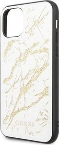 Guess Oryginalne Etui Guess do iPhone 11 Pro Max biały/white hard case Glitter Marble Glass 3