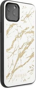 Guess Oryginalne Etui Guess do iPhone 11 Pro Max biały/white hard case Glitter Marble Glass 5