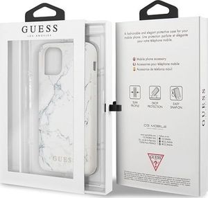 Guess Oryginalne Etui Guess do iPhone 11 Pro Max biały/white Marble 7