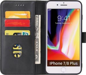 Hurtel Futerał etui portfel z klapką do iPhone 8 Plus / iPhone 7 Plus czarny 3