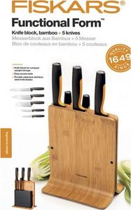 Fiskars Zestaw 5 noży w bloku bambusowym 1057552 2