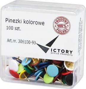 Victory Office Product PINEZKI VICTORY OFFICE MIX KOLORÓW 100 SZT. POJEMNIK PLASTIKOWY 1