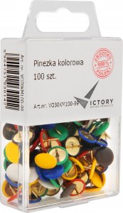 Victory Office Product PINEZKI VICTORY OFFICE MIX KOLORÓW 100 SZT. POJEMNIK PLASTIKOWY ZAWIESZANY 1