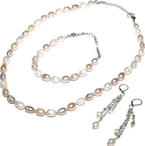 GANELLI Jewelry & handmade Zestaw biżuterii GANELLI - naszyjnik, bransoletka i kolczyki z perły naturalne (kultura) 1