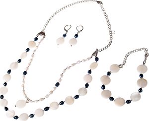 GANELLI Jewelry & handmade Zestaw biżuterii GANELLI - naszyjnik, bransoletka, kolczyki z kamieni półszlachetnych Sidef, perły naturalne (kultura) 1