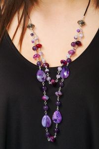 GANELLI Jewelry & handmade Zestaw biżuterii GANELLI - długi naszyjnik, bransoletka i kolczyki z kamieni półszlachetnych Agat błyszczący, Ametyst 2