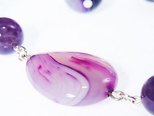 GANELLI Jewelry & handmade Zestaw biżuterii GANELLI - długi naszyjnik, bransoletka i kolczyki z kamieni półszlachetnych Agat błyszczący, Ametyst 3