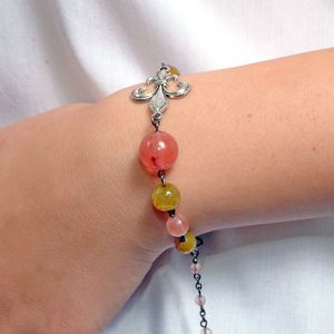 GANELLI Jewelry & handmade Zestaw biżuterii GANELLI - długi naszyjnik, bransoletka, kolczyki wykonane z kamieni półszlachetnych Dragon's Stone, Wiśnia Kwarcowa 5