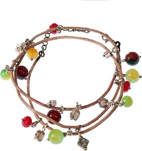 GANELLI Jewelry & handmade Ganelli multifunkcyjna bransoletka - ręka, kostka, naszyjnik, skóra naturalna i kamienie półszlachetne: Rainbow Jade, cytrynowy Jade, czerwony Jade, Kryształ 1