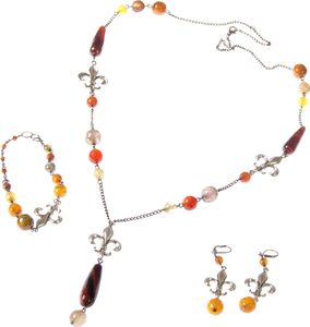GANELLI Jewelry & handmade Zestaw biżuterii GANELLI - długi naszyjnik, bransoletka, kolczyki wykonane z kamieni półszlachetnych Kamień Smoka (Dragon's Stone) 1