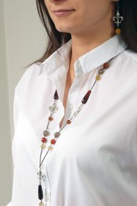 GANELLI Jewelry & handmade Zestaw biżuterii GANELLI - długi naszyjnik, bransoletka, kolczyki wykonane z kamieni półszlachetnych Kamień Smoka (Dragon's Stone) 2