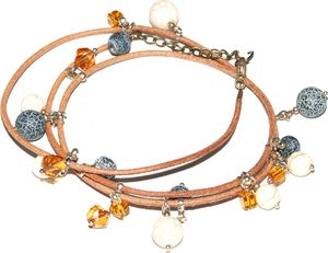 GANELLI Jewelry & handmade Ganelli multifunkcyjna bransoletka - ręka, kostka, naszyjnik, skóra naturalna i kamienie półszlachetne: Agat, Howlit, Kryształ 1