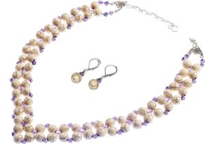GANELLI Jewelry & handmade Zestaw biżuterii GANELLI - naszyjnik i kolczyki z kamieni półszlachetnych Ametyst, Howlit 1