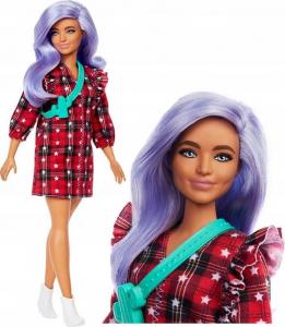 Lalka Barbie Barbie Fashionistas Modna przyjaciółka - Jasnofioletowe włosy, sukienka w szkocką kratę (FBR37/GRB49) 2