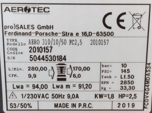 Sprężarka Aerotec Aerotec 310-50 FC 2