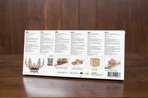 UGEARS UGEARS Puzzle 3D Szkatułka-Kwiat Drewniany Model mechaniczny do składania 7