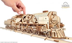 UGEARS UGEARS Puzzle 3D Lokomotywa z tendrem V-Ekspres Drewniany Model mechaniczny do składania 4