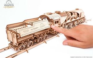 UGEARS UGEARS Puzzle 3D Lokomotywa z tendrem V-Ekspres Drewniany Model mechaniczny do składania 6