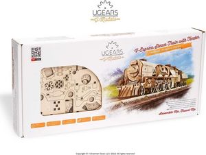 UGEARS UGEARS Puzzle 3D Lokomotywa z tendrem V-Ekspres Drewniany Model mechaniczny do składania 9