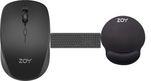 Mysz ZOY ZMS28 czarna + Klawiatura ZOY ZKB880 + Podkładka ZOY żelowa czarna ZMP25 2