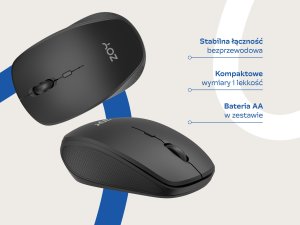 Mysz ZOY ZMS28 czarna + Klawiatura ZOY ZKB880 + Podkładka ZOY żelowa czarna ZMP25 6