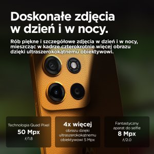 Smartfon Motorola Moto G15 8/128GB Pomarańczowy  (PB6E0015PL) + FlexibleGlass 6