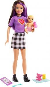 Lalka Barbie Mattel Skipper: Klub opiekunek - Opiekunka fioletowe włosy + bobas (GRP10/GRP11) 1