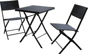 Saska Garden Zestaw mebli balkonowych stolik i 2 krzesła czarny 2