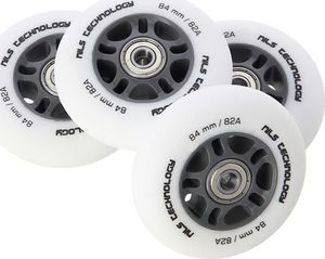 Nils Extreme PU 84x24 82A BIAŁE MATOWE (4 szt.) + ABEC-9 CHROME (8 szt.) ZESTAW NILS EXTREME 3