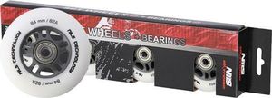 Nils Extreme PU 84x24 82A BIAŁE MATOWE (4 szt.) + ABEC-9 CHROME (8 szt.) ZESTAW NILS EXTREME 4