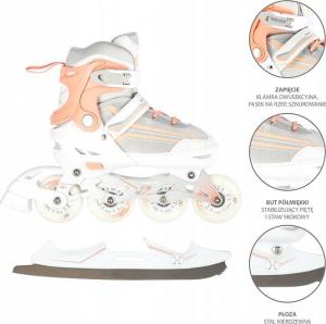 Rolki Nils Extreme NH18190 z wymienną płozą regulowane białe r. 29-33 6