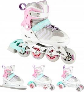 Rolki Nils Extreme NH18192 z wymienną płozą regulowane białe r. 34-38 3