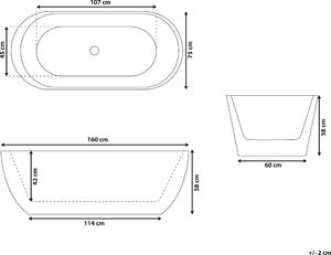 Wanna Beliani wolnostojąca Nevis 160 cm biała 8