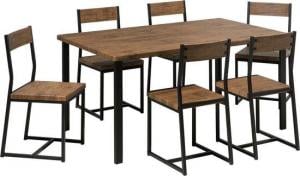 Beliani Zestaw do jadalni Laredo stół 6 krzeseł ciemne drewno z czarnym 1