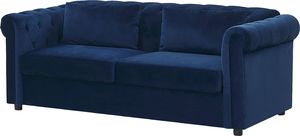 Beliani Sofa rozkładana welurowa niebieska CHESTERFIELD 3