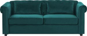 Beliani Sofa rozkładana welurowa zielona CHESTERFIELD 1