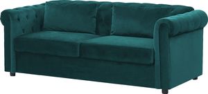 Beliani Sofa rozkładana welurowa zielona CHESTERFIELD 3