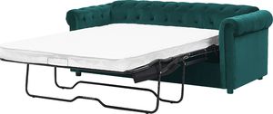 Beliani Sofa rozkładana welurowa zielona CHESTERFIELD 4